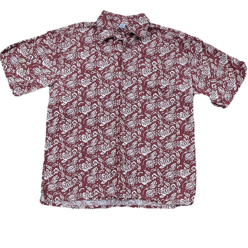 3rd Coast Maroon Floral Short Sleeve Button Up Mens XL Cotton Normcore